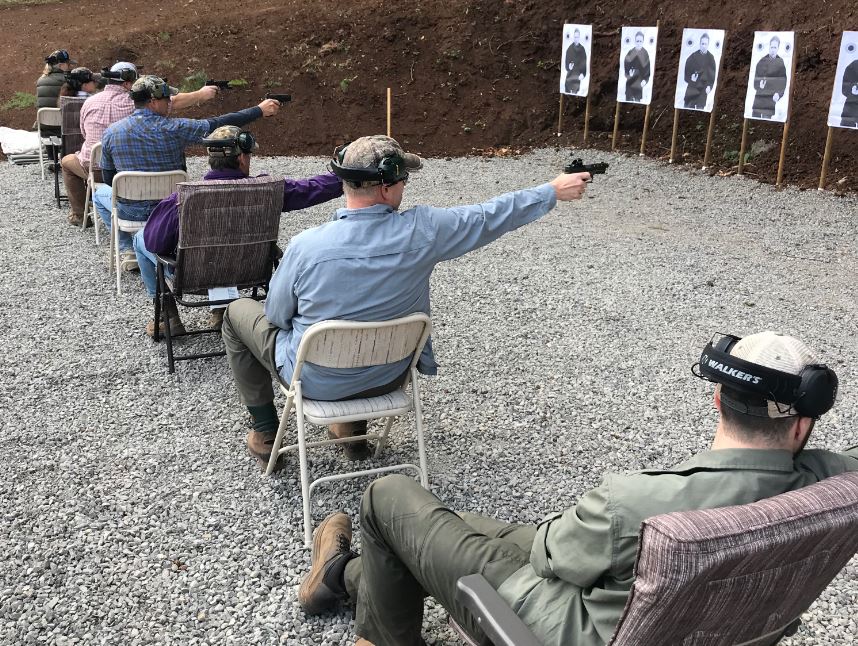 Handgun practice in session on the handgun range